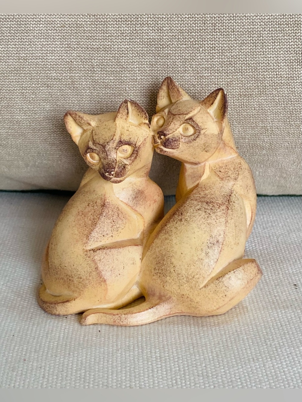 Vintage Border Fine Arts Cubist Cat Pair Of Kittens Figurine Collectible MCM